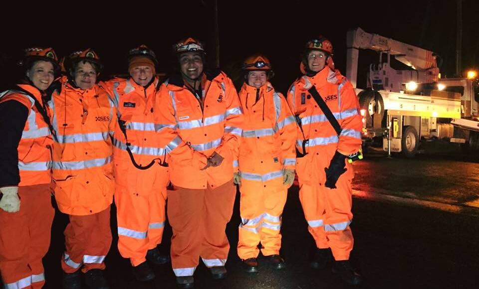 A team of six State Emergency Service female volunteers getting the job done. Photo: Supplied.  