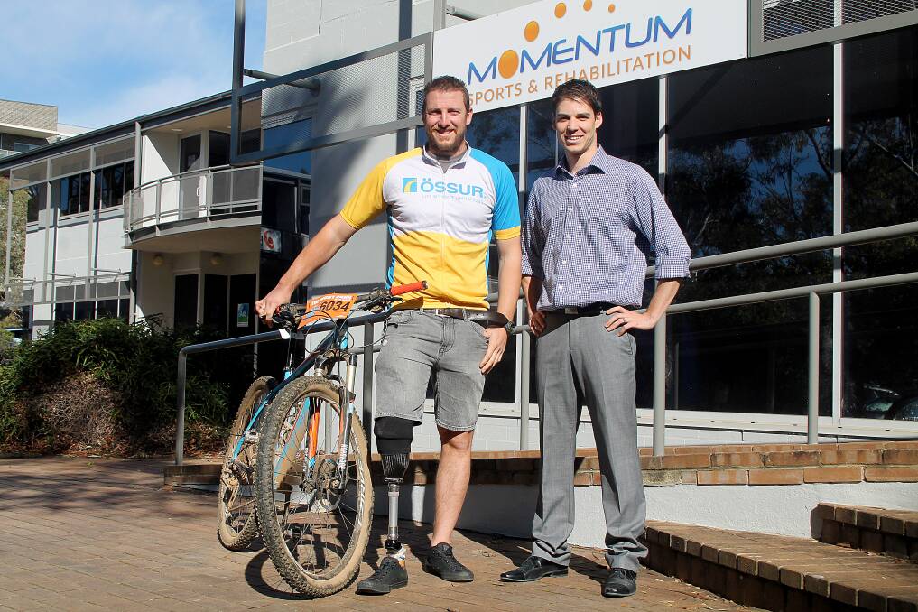 Perennial athlete Darren Skuse and his prosthetist Richard Goward are looking to expand into competitive para-triathlons. Photo: Gemma Varcoe. 