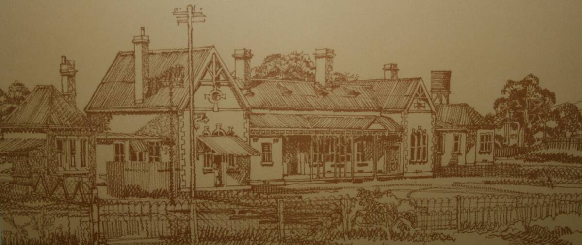 A sketch of the Queanbeyan Railway Station, drawn by Christopher O'Rourke. Photo: Supplied.