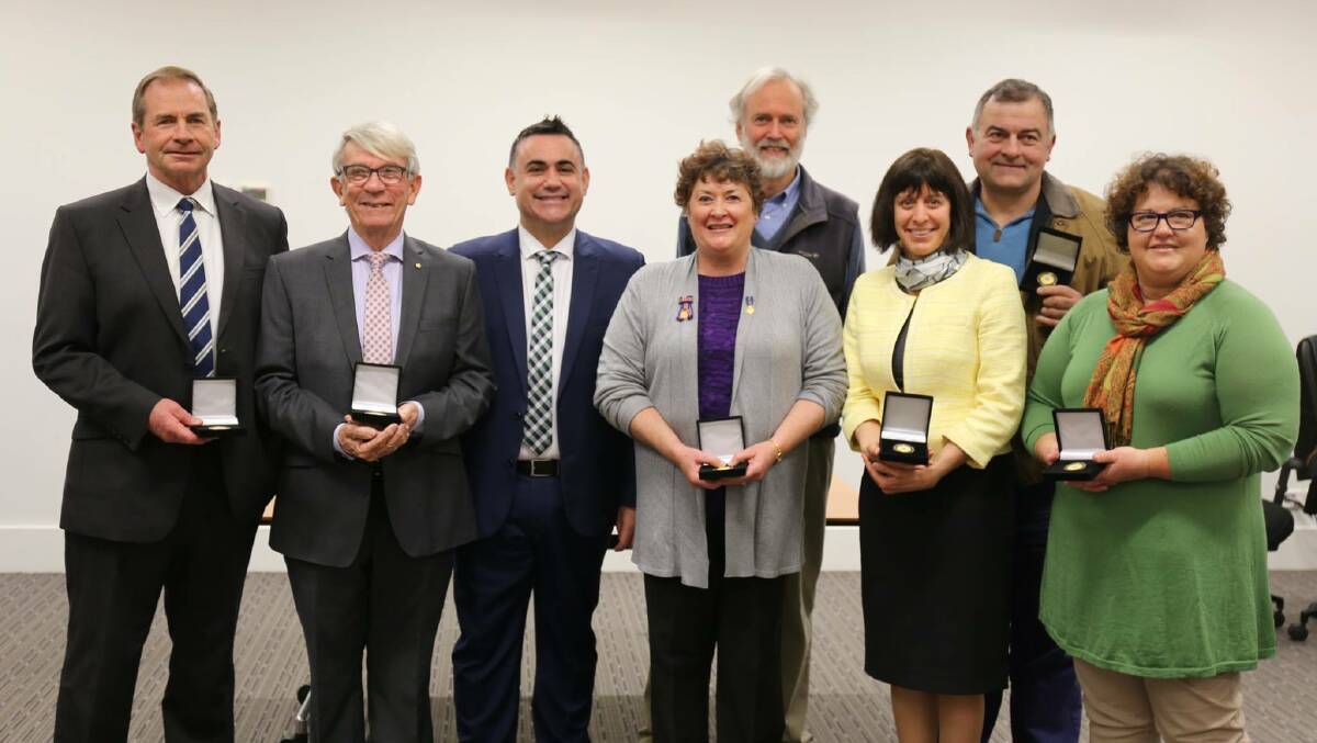 Councillors receive awards with Member for Monaro John Barilaro. Photo: Supplied.