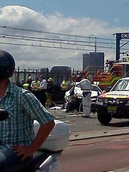 The crash scene ... Ian Abbott sent in this shot of the accident.