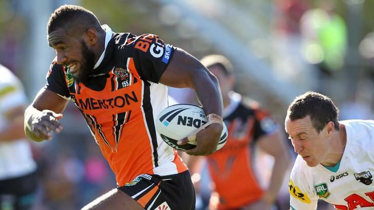 Wests Tigers Marika Koroibete may not be able to play in the Auckland Nines. Photo: Jonathan Ng