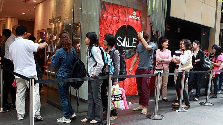 Now and then ... smaller crowds turned out for bargains in Sydney’s CBD on Wednesday.