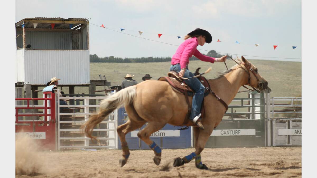 Jodi Rigby in the ladies barrel race. Photos: Andrew Johnston, Queanbeyan Age