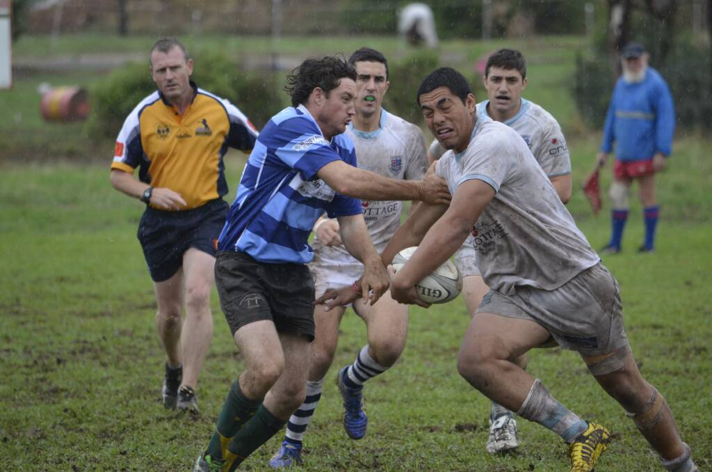 Queanbeyan's Tai Valeni on the charge during last weekend's Cowra 10s. Photo: Cowra Guardian