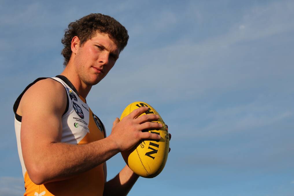 Queanbeyan Tigers defender Josh Bryce made his return from injury in the club's 33-point win over the Albury Tigers last weekend. Photo: Andrew Johnston