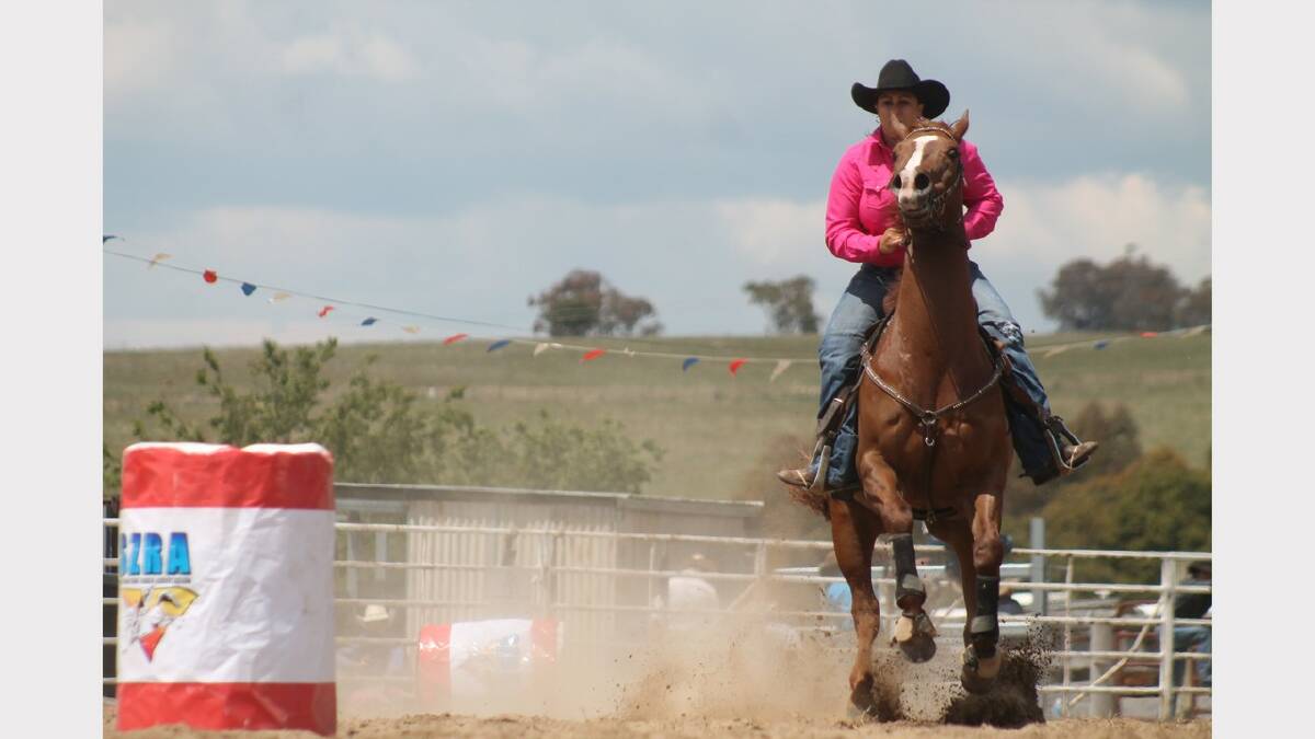 Michelle Russell in the ladies barrel race. Photos: Andrew Johnston, Queanbeyan Age