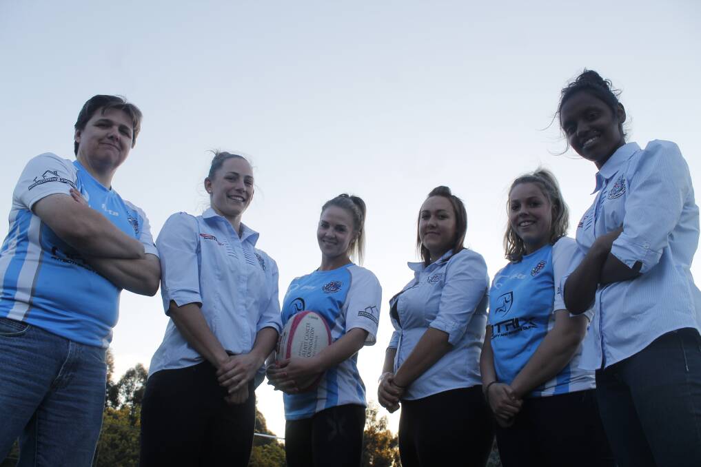 The Queanbeyan Whites women's side will be looking for back-to-back premierships when they take on Uni-Norths on Saturday. Pictured: Natalie Hile (left), Nikki Stanley, Kelly Goodwin, Jessica Grogan, Bethany Taylor and Lateisha Williams. Photo: Andrew Johnston, Queanbeyan Age