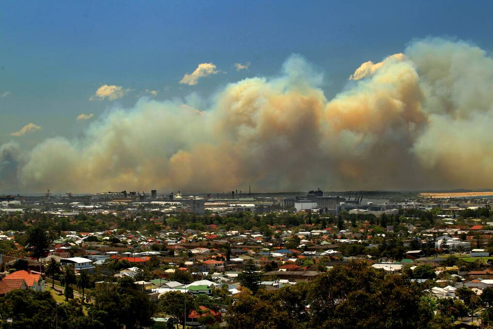 An 11-year-old boy was charged with lighting this massive bushfire near Newcastle earlier this year. Photo: Fairfax Digital