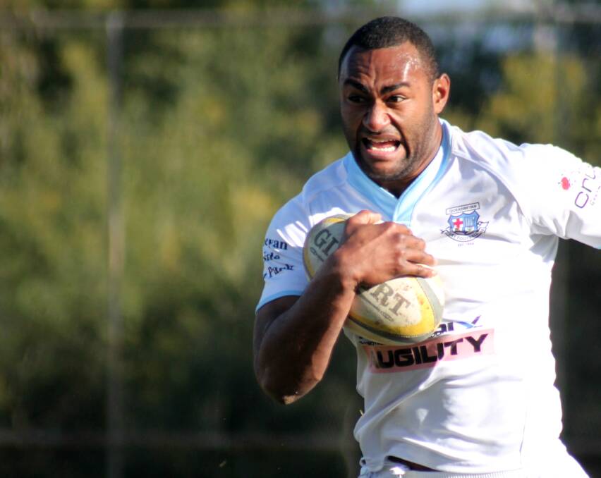 Queanbeyan Whites outside centre Tevita Kuridrani will prove key to the sides hopes of an upset semi-final victory against Gungahlin on Sunday. Photo: Andrew Johnston