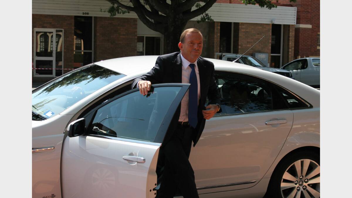 Federal opposition leader Tony Abbott arrives in Queanbeyan. Photo: Andrew Johnston