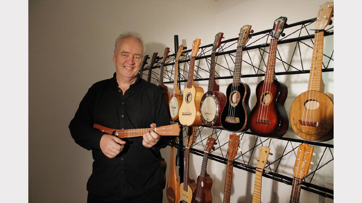 Tim Keeble of the Queanbeyan Artists Shed is a proud ukulele player and collector.