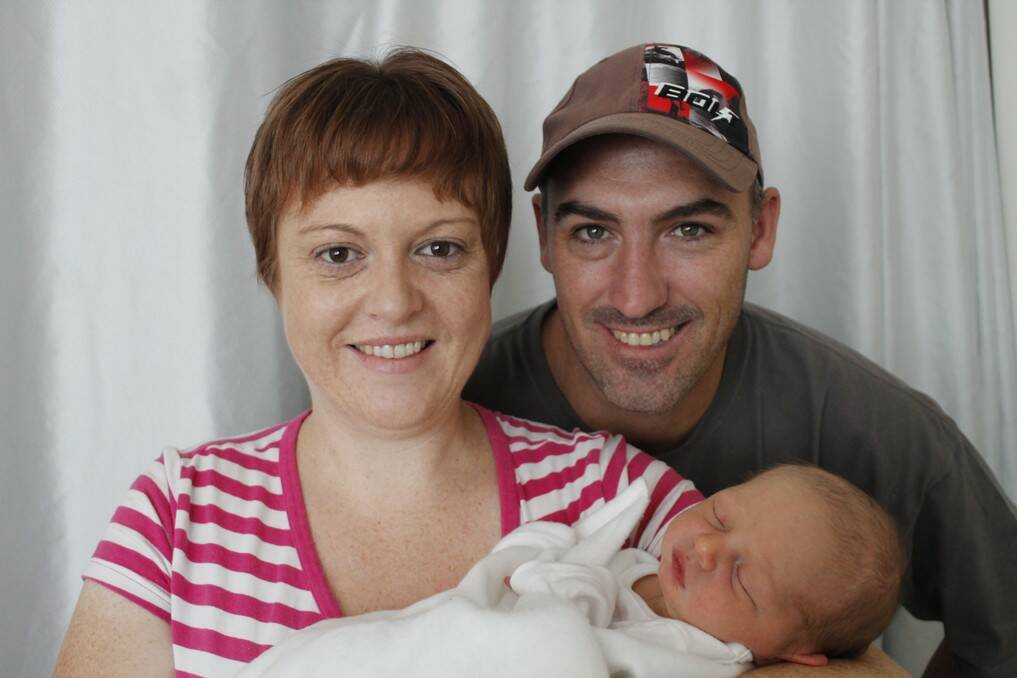 Queanbeyan parents Jennifer and James Croke with their first born son Lachlan James Croke born on April 27.