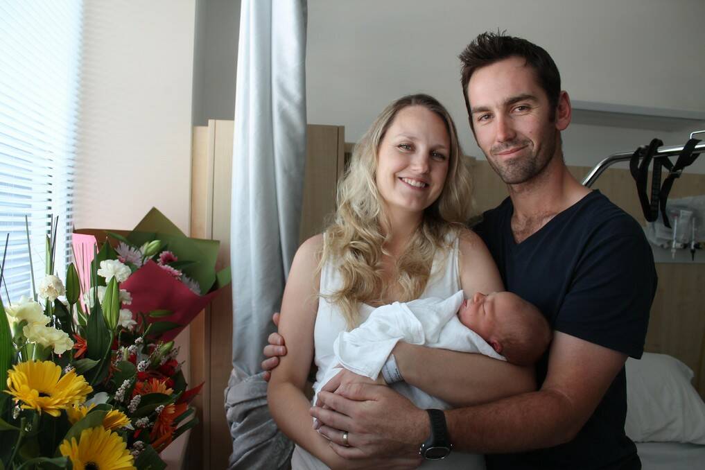 Bungendore's Kate and Ben with their first born son Jay Raymond who arrived on January 14.