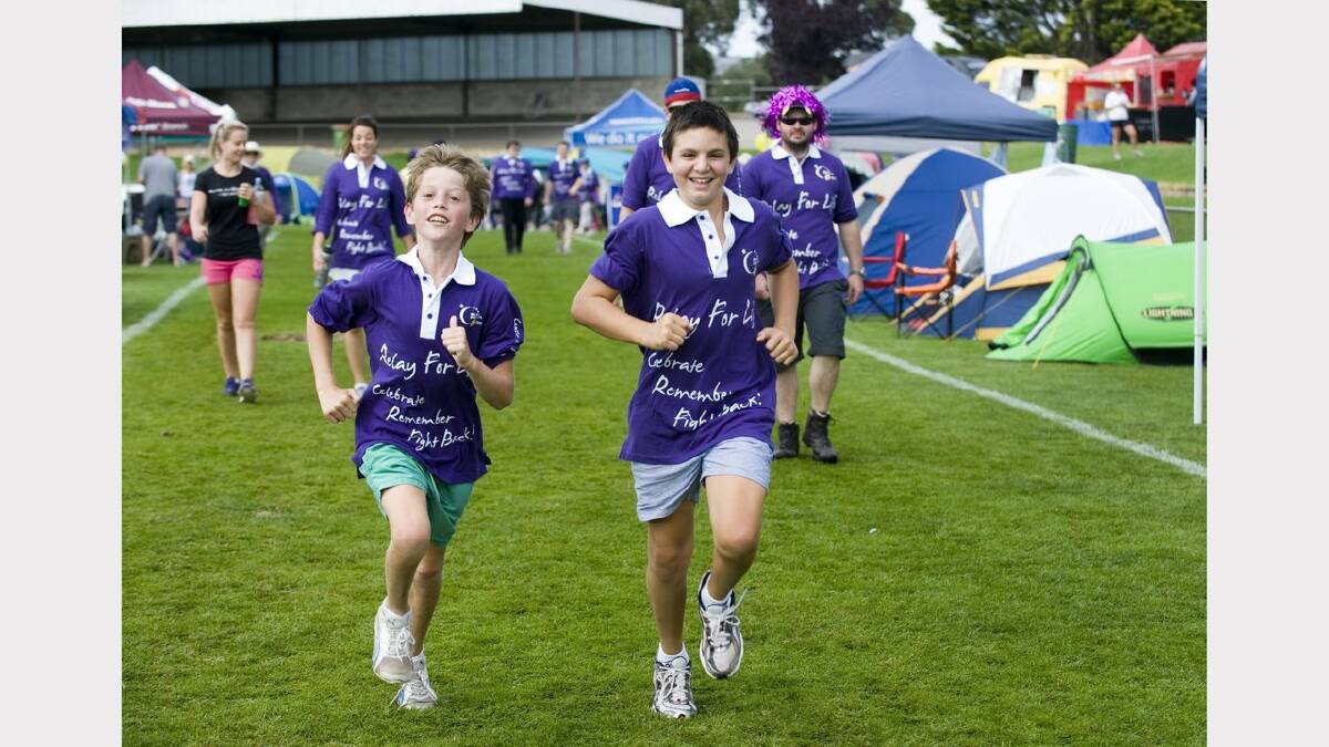 Michael Johnson and Matthew Barbara participating in the 2012 Queanbeyan Relay for Life. Photo: Elesa Lee.