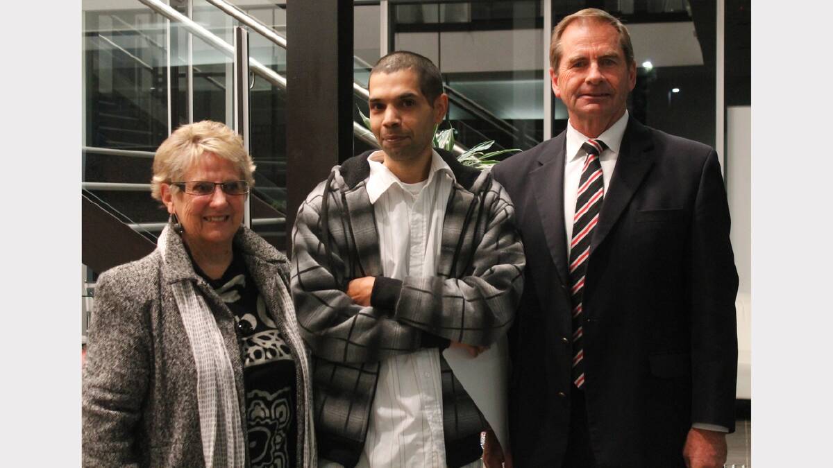 Judge Anita McIntyre, Indigenous Artist Award winner Arnold J Williams and mayor Tim Overall.