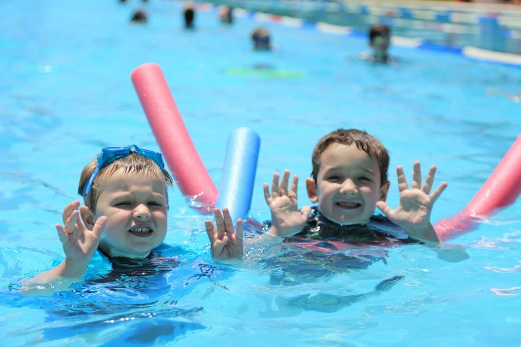 Sam, 3 and Luke, 6 Diggelmann said being at the pool was 10/10.