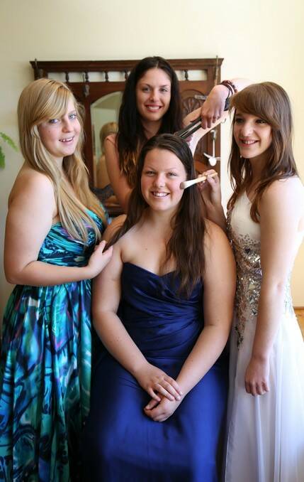 Amy Birtles and friends get ready for the Queanbeyan High School year 12 formal.