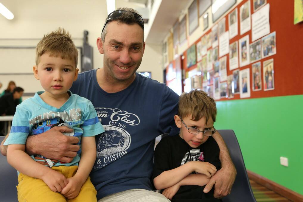Bradley, Ben and Archie Cleary at the Jerrabomberra Public School kindergarten orientation. 