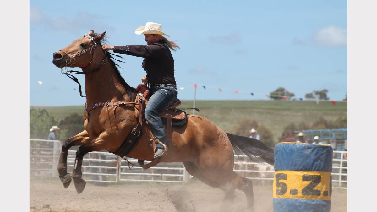 Relie Potter competes in the Ladies Bareel Racing at the Bungendore Rodeo in October. Photo: Andrew Johnston.