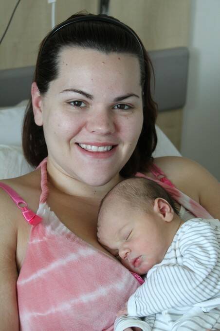 Stephanie Hubbard with her bub Henry James Brodrick born on March 28.