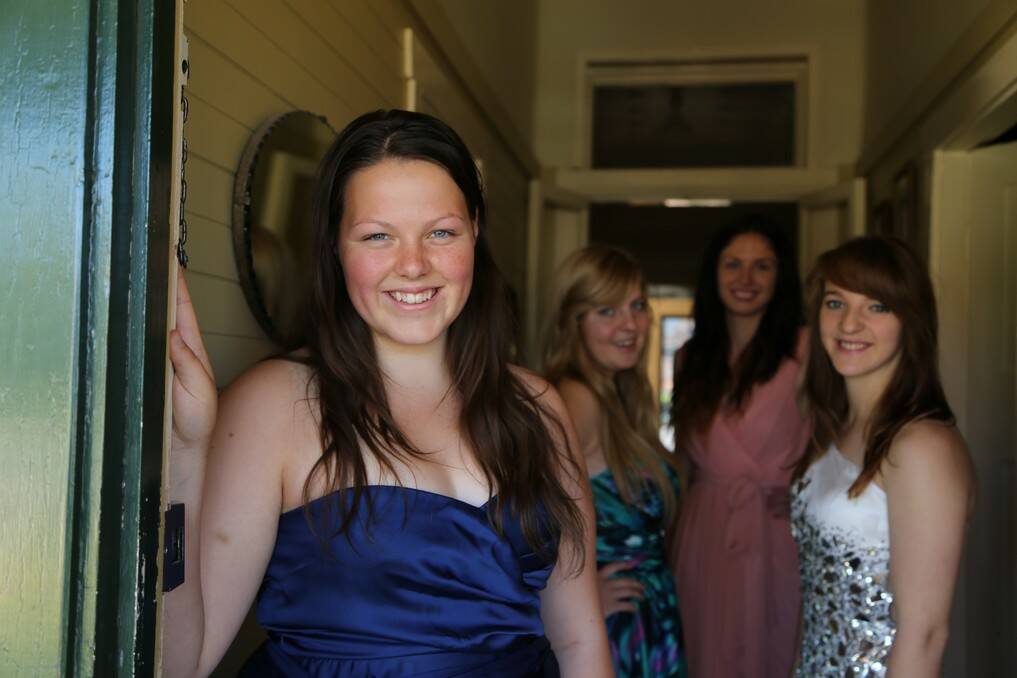 Amy Birtles and friends in their formal frocks.