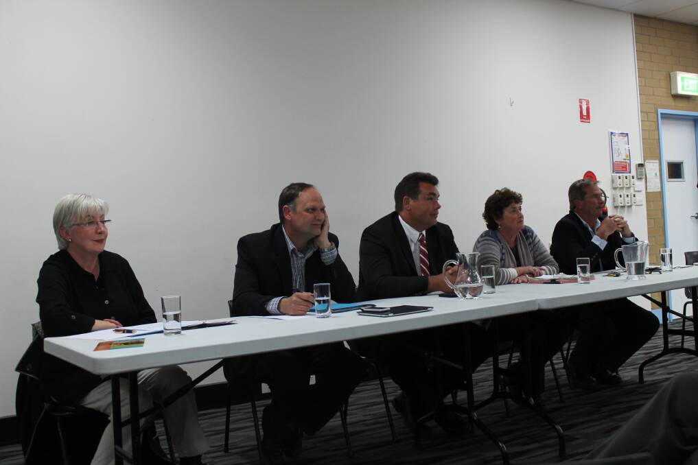 The five mayoral candidates at last night's second and final Meet the Candidates night.