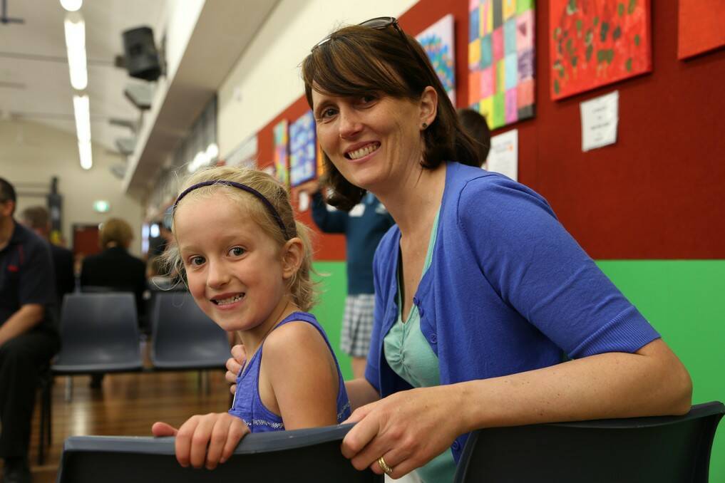 Alyce and Melissa Greentree  at the Jerrabomberra Public School kindergarten orientation. 