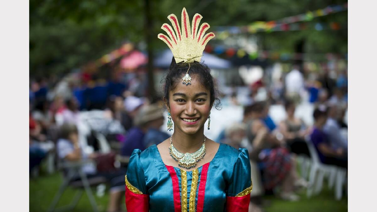 Heshani Gamage from the Canberra School of Sri Lankan Language and Dance, at Carnivale, Queanbeyan's Multicultural Festival. Photo: Rohan Thomson.