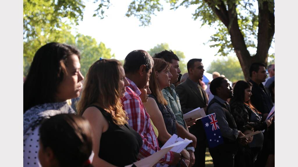 New Australian Citizens during the Citizenship Ceremony.