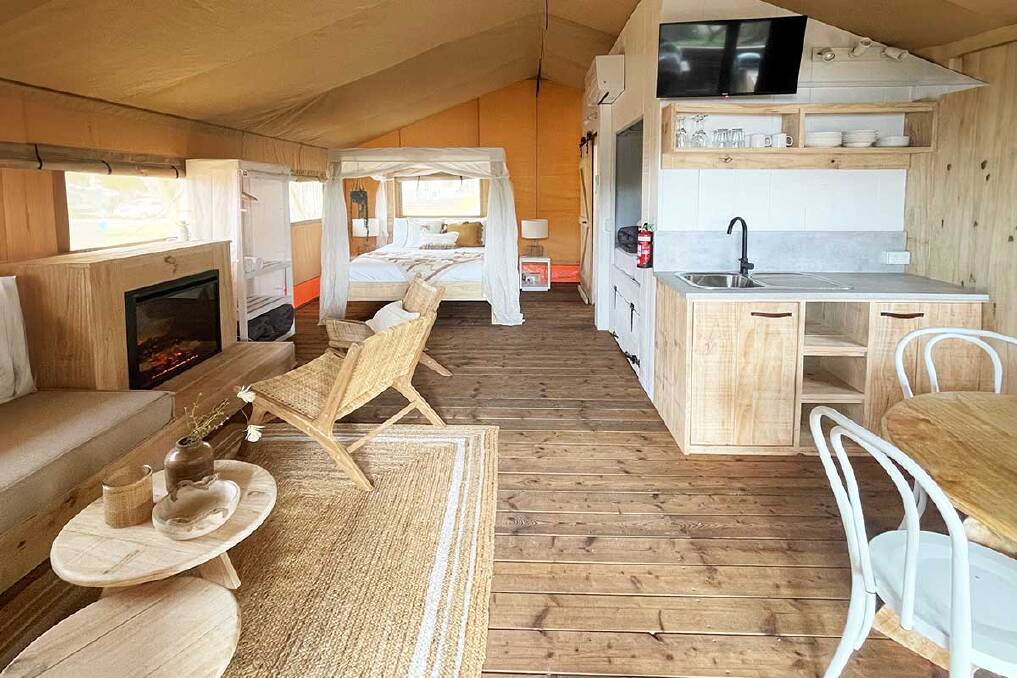 Safari tent interior. Safari tent interior.