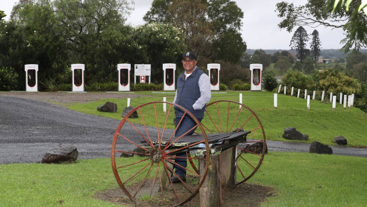 Winemaker Rajarshi Ray at his Silos Estate's electric vehicle charging station. Picture: Robert Peet