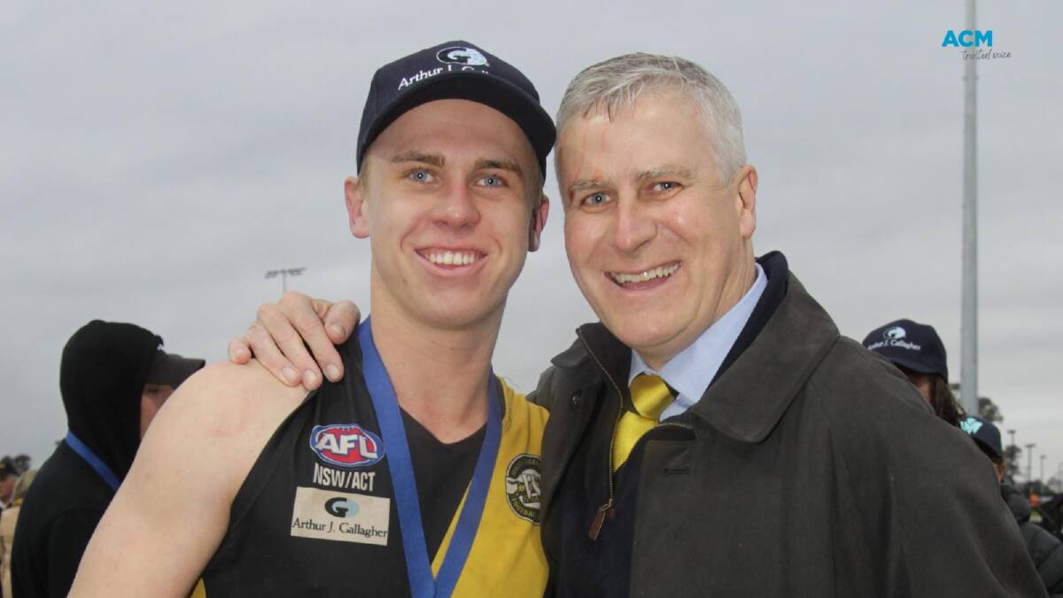 Nicholas and Michael McCormack after a win for the Wagga Tigers. File picture