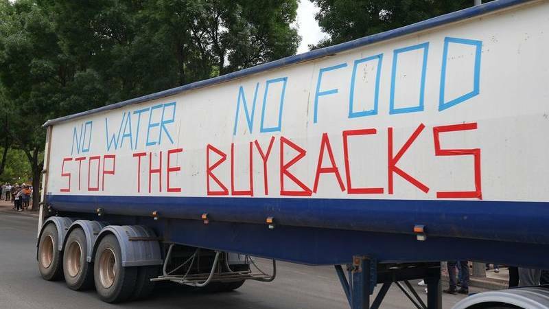Protests against water buybacks erupted across the Murrumbidgee Irrigation Area on Tuesday. Picture supplied