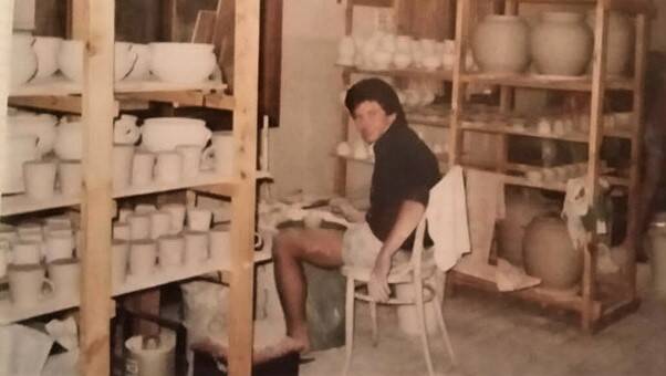Peter in 1980 mastering the art of throwing fine pottery. Peter in 1980 mastering the art of throwing fine pottery.
