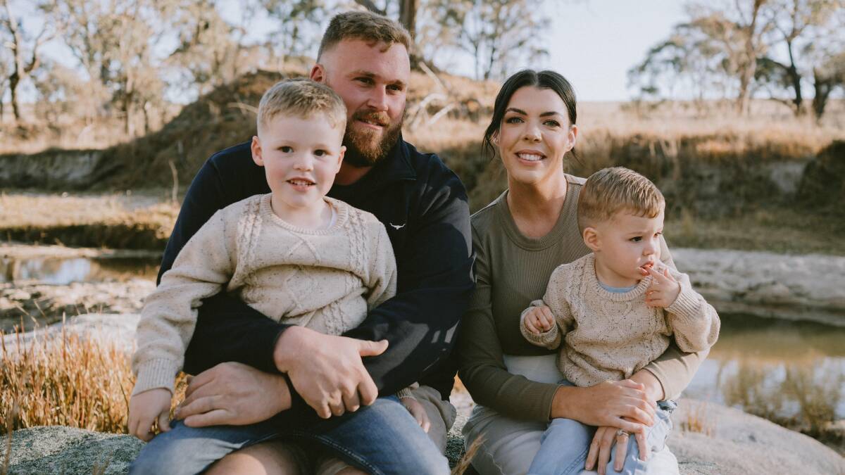Claire Brett with her sons Rosco, Jimmy and husband Jake. Picture supplied
