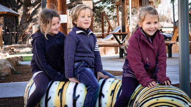 Local children trying out the new Bungendore playground. Picture: Jerusha McDowell