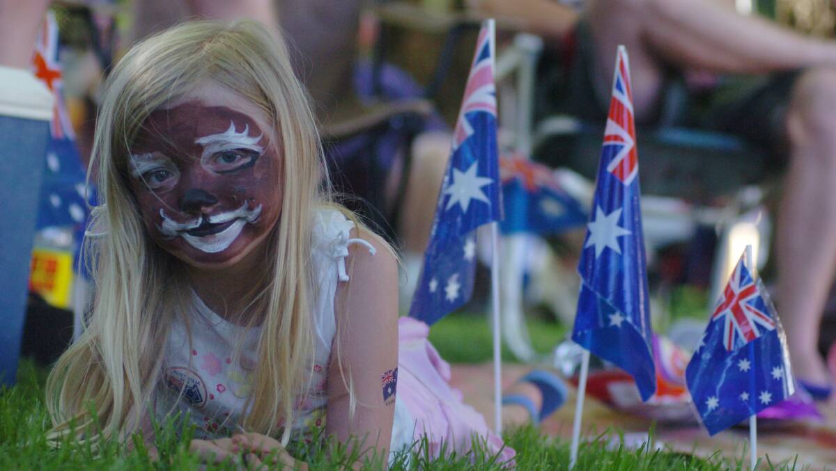 Eight-year-old Sally-Anne Thistlewaite at Australia Day celebrations in Queanbeyan Park in 2006. Photo: Melissa Stiles
