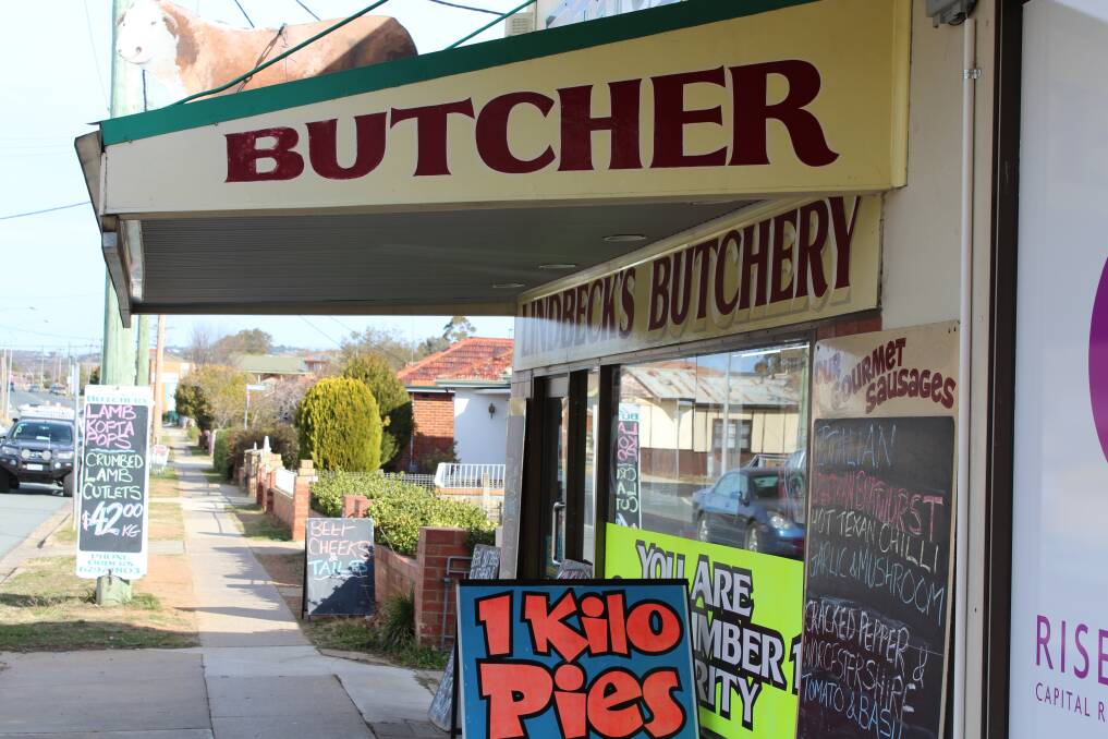 Lindbeck's Butchery shopfront on Cooma Street, just a stone's throw from the Queanbeyan showgrounds. The building has been in use since 1964. Photo: James Waugh