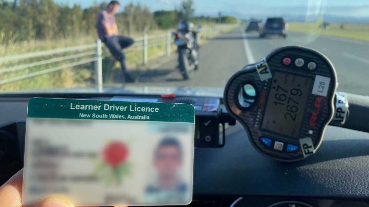 The learner driver was caught riding at more than 45kmh above the limit. Picture supplied