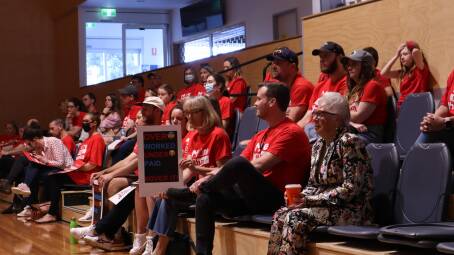 Teachers in the Shoalhaven went on strike. Rallies were held in Bomaderry and Queanbeyan, with Southern Highland and Tableland teachers encouraged to go on strike in Sydney. Picture: Jorja McDonnell 