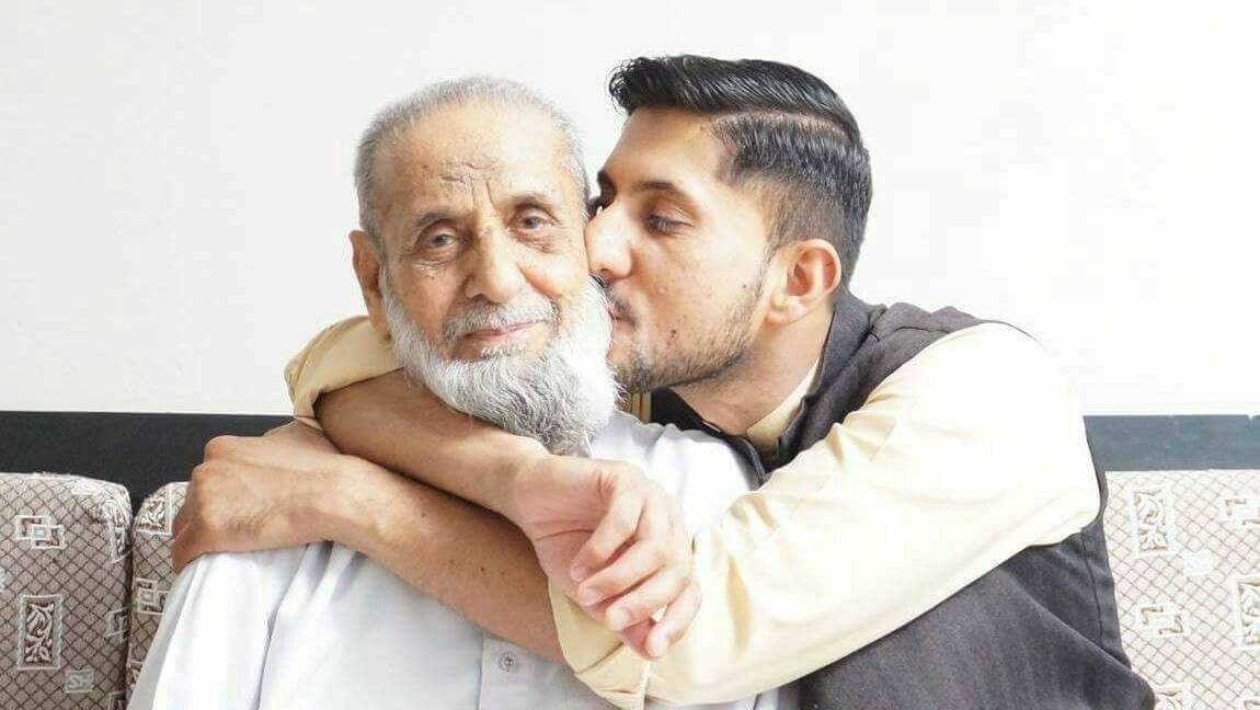 Zeeshan Akbar (right), with his father Mohammad, was allegedly murdered at the Queanbeyan Caltex service station in April last year. Photo: Supplied