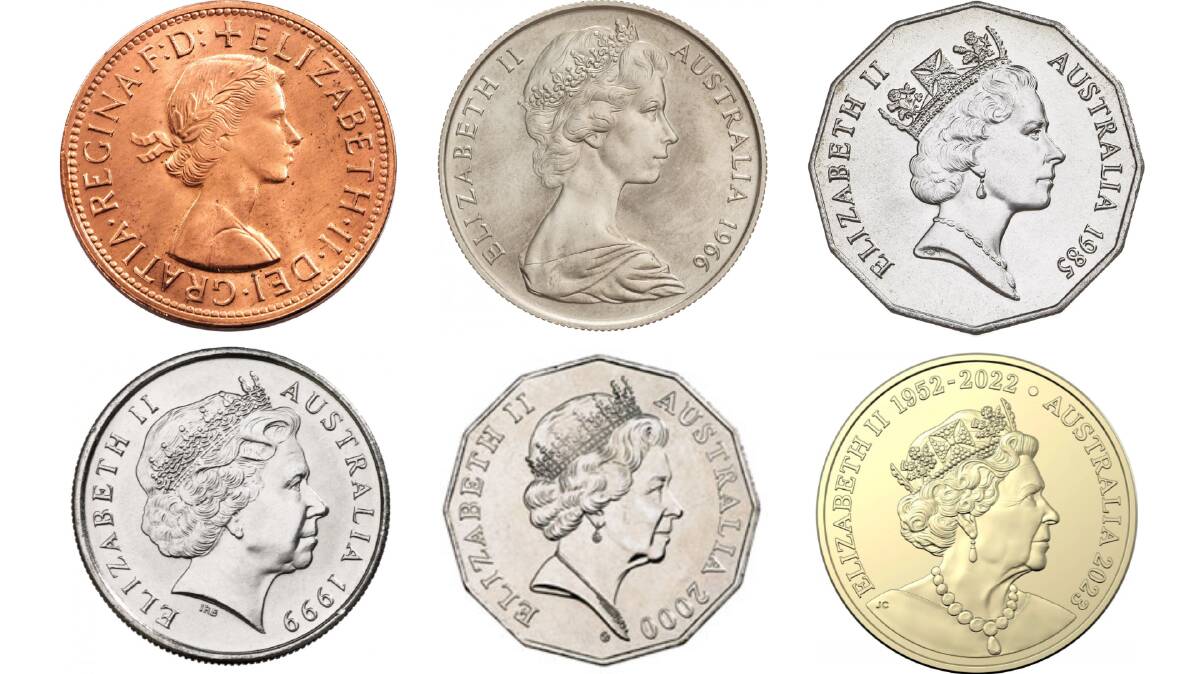 How Queen Elizabeth II's portrait 'aged' through the years. Pictures Royal Australian Mint