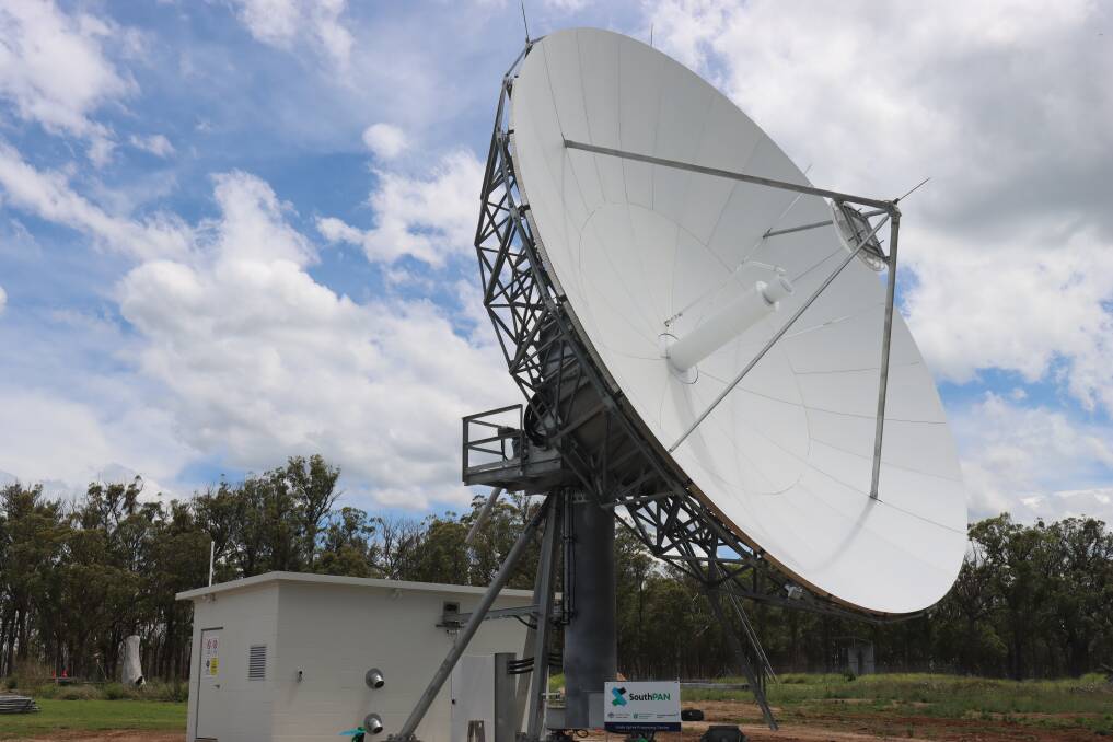 The new satellite dish outside Uralla is the first in a series for the SouthPAN project, which will give massive gains to GPS accuracy. Pictures by Jacob McMaster. 