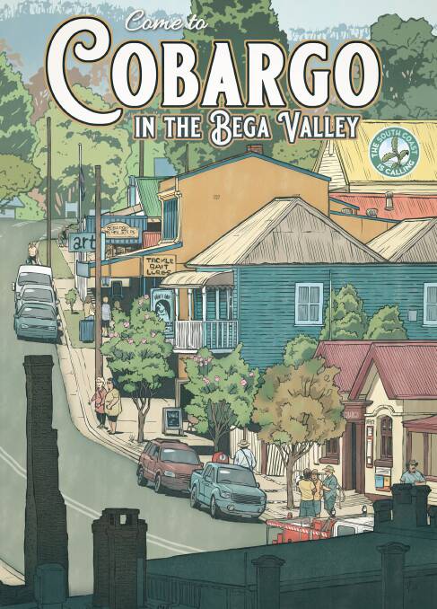 David Pope's illustration of Cobargo for the Coast is Calling series that raised money for bushfire-affected areas of the South Coast. 