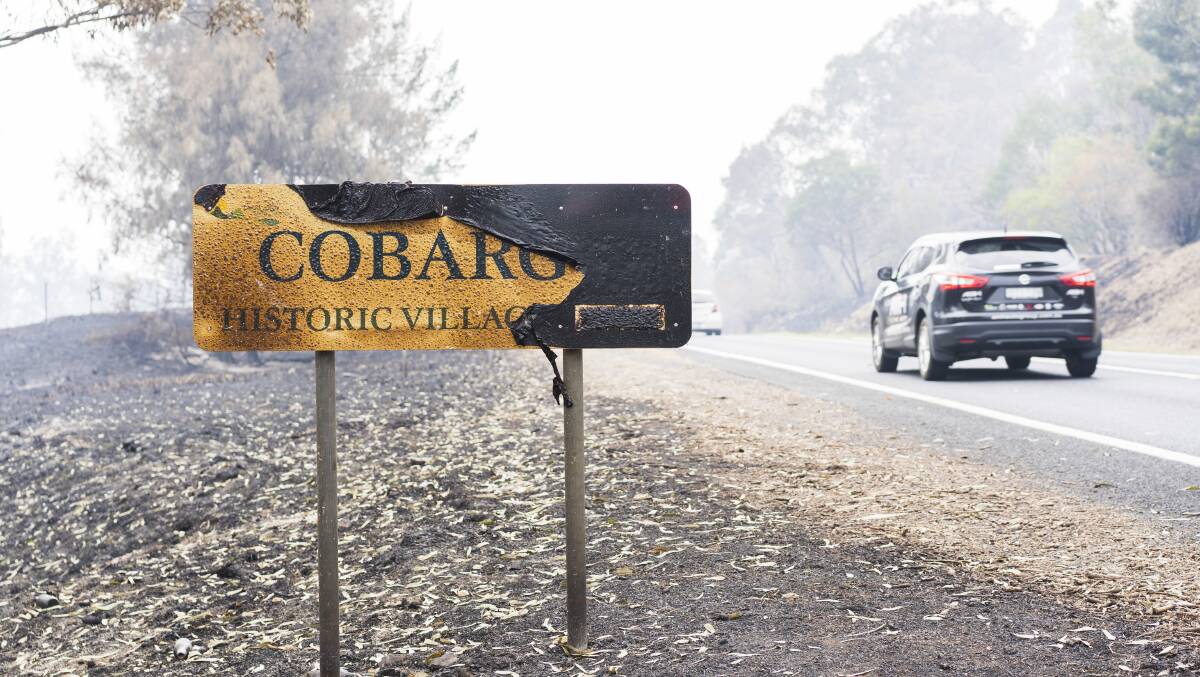The entrance of Cobargo in the immediate aftermath of the January 2020 fires. Picture by Dion Georgopoulos