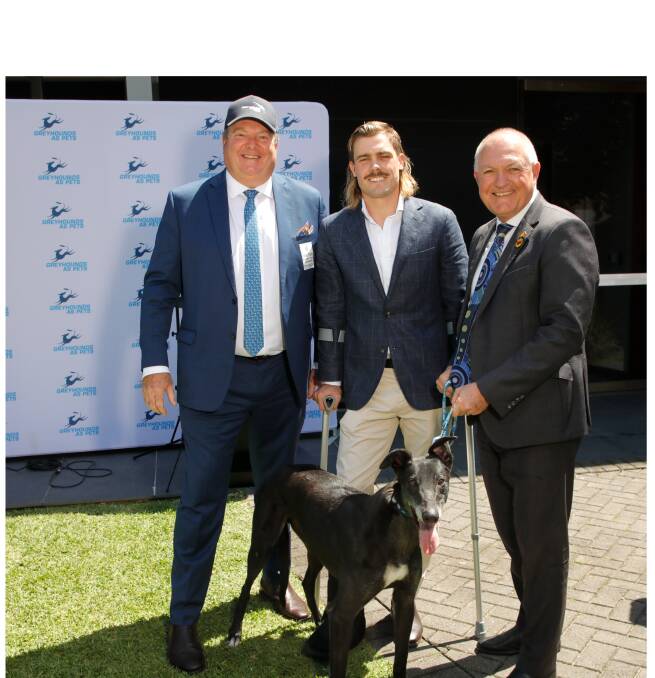 GRNSW CEO Rob Macaulay, Ryan Papenhuyzen and minister for racing the Hon. David Harris MP. Picture supplied
