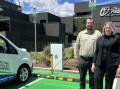 The Tradies facilities manager Steven Blakemore with CEO Alison Percival at the new EV charging station. Picture The Tradies