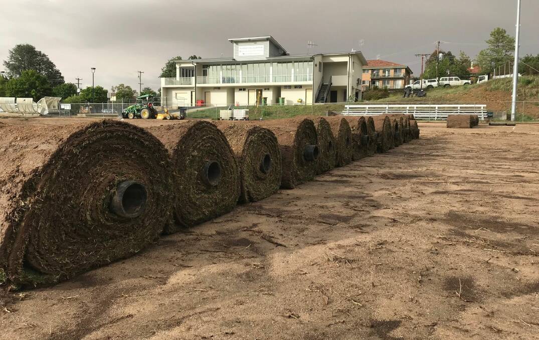 New turf going in at Riverside Oval, Queanbeyan.