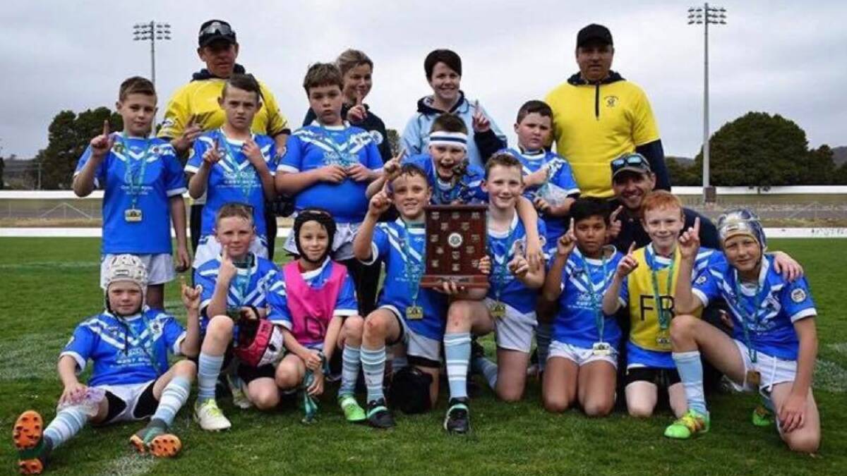 The team: The Blues Under 10's side, who tied their grand final match against West Belconnen, 22-22. Photo: Canberra Region Rugby League.